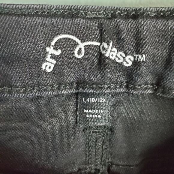 Art Class Black Frayed Raw Edge Skirt Size L 10/12 - Picture 3 of 5